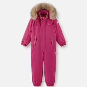 Pink Kids One Piece Bodysuit with Fur Trim
